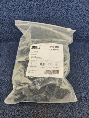 (QTY 20) AMPELE PG16: Waterproof Adjustable 10-14mm Nylon Cable Glands Connector