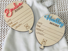 Baby Announcement Birth Stats Balloon Plaque, Hospital Newborn Sign, Baby Shower