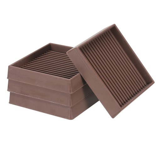 4 Pack Square Rubber Furniture Pads 3"x3" for Furniture Feet, Brown