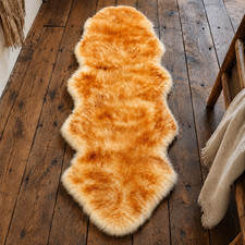 Double Pelt Sheepskin Rug Brown Tipped Genuine Sheep Skin 2 x 6 Natural Fur Rug