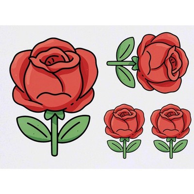 4 x 'Simple Red Rose' Temporäre Tattoos / Transfers (TO00097216)