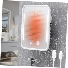 Heated Shower Mirror Fogless for Shaving with Light, 5000mAh White