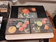 Lot Of 3- 17"×13" Tomatoes Themed Wooden Pictures/Artwork/Kitchen Decor