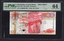 Seychelles 100 Rupees ND(1998)  P39s  Specimen N.003  Uncirculated Grade 64