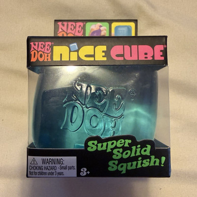 Schylling NeeDoh Nice Cube Super Solid Squish Squeeze Toy, Blue (26005HY)