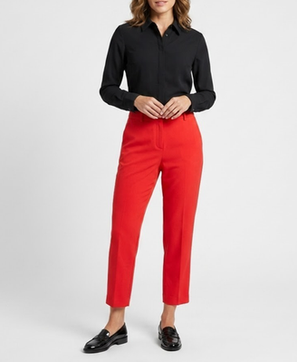 #ad NWT THEORY Treeca in Geranium Red Admiral Crepe Tapered Slim Ankle Pants 2 $100.00