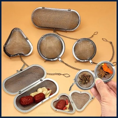 Oval Heart Sphere Shape Spice Seasoning Tea Strainer with Chain Stainless Steel