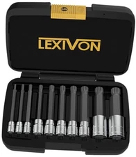  XZN Triple Square Spline Bit Socket Set, Extra Long 4-Inch | 10-Piece 