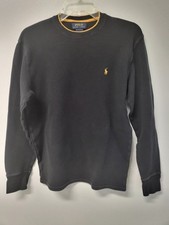 Polo Ralph Lauren Long Sleeve Crew Neck Waffle Knit/ Thermal, Black, Medium