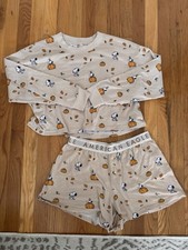 Women  s American Eagle Snoopy Fall Pumpkin Plush PJ Set - Size Medium