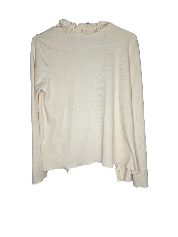 Cárdigan suéter 143 Story by Line Up crema con volantes frente abierto para mujer pequeño Foto 2 de 4