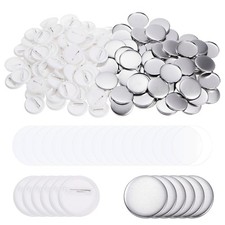 500 Set Blank Pin Back Button Parts 32mm Metal Cover Plastic Back Clear Film