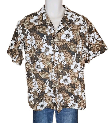 Vintage Howie Brown Honu Turtle Pattern Hawaiian Shirt Mens Size Large L R2