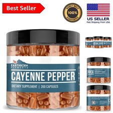 Pure Cayenne Pepper 200 Capsules - No Additives, Highest Quality for Wellness