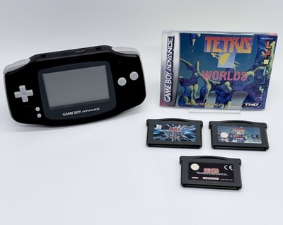 Nintendo Gameboy Advance in Schwarz + 3x Spiele Tetris Worlds, Tekken, YU-GI-OH!
