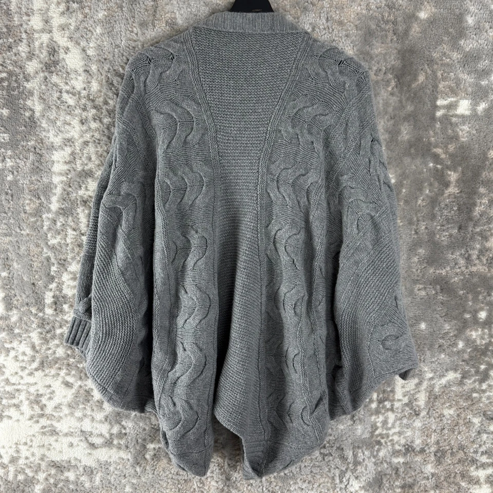 Cárdigan Suéter Gris Lafayette 148 Talla M Lana Cachemira Frente Abierto Tejido con Cable Foto 4 de 4