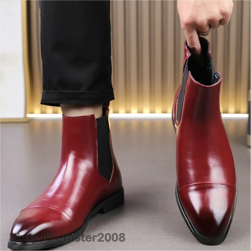 Men's Chelsea Ankle Boots High Top Leather Dress Formal Shoes Western Classic SZ