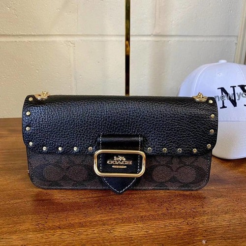 Coach CF474 Morgan Crossbody mit Nieten in Gold/Braun Schwarz Multi - Bild 4 von 7