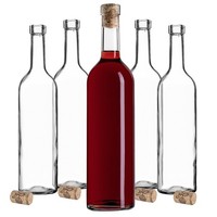 Kadax Weinflasche Aus Glas Mit Korken , 750Ml, Transparent, 10 StüCk