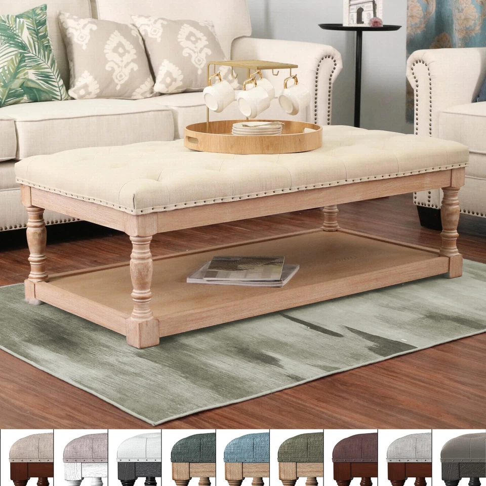 Tubbs 48-inch Tufted Cocktail Shelved Ottoman - Image 2 of 4