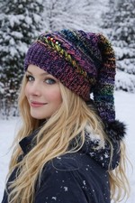 Luxus Zipfel-Mütze Mit abnehmbarem Kunstbommel und Glitzer-Akzenten