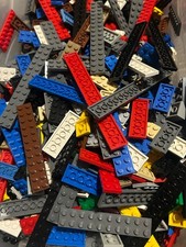 100pcs Of Lego Building Thin Flat Plates Sizes From 2x2 To 2x14 Various Colours