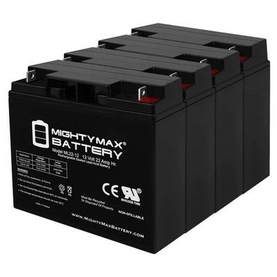 Mighty Max 12V, 22Ah, SLA Battery Compatible with Flying Power NH12-92W - 4 Pack