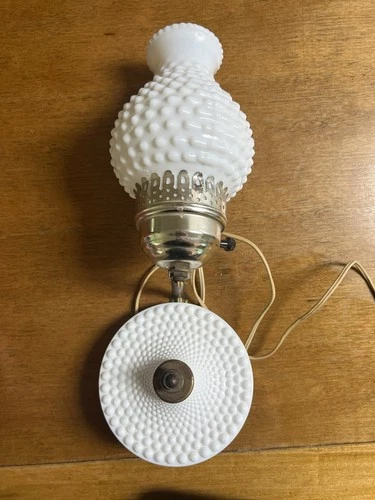 Vintage Hobnail Milk Glass Wall Sconce Lamp Electric Plug In Cottage Farmhouse