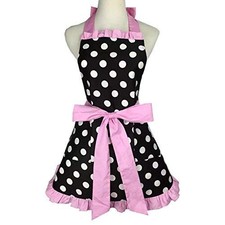 RosieLily Pink Apron for Women Retro Apron Vintage Apron Cute Flirty Apron with