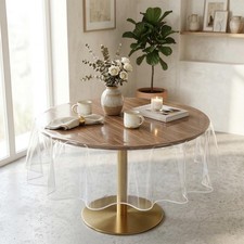 Clear Round Plastic Tablecloth Protector, 60" Thickened Round Clear Vinyl Rou...