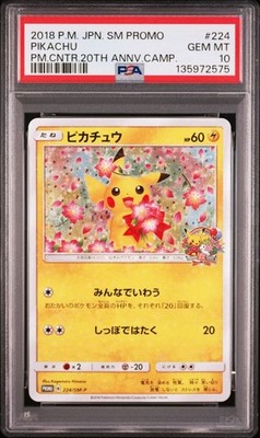 ピカチュウ　20周年キャンペーン 224/SM-P PSA10相当❗️ PSA 10 Pikachu 20th Anniversary Promo 224 SM-P Pokemon Center