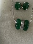 Vintage Sterling Silver Chain Necklace With Jade Pendant And Earrings — photo 6