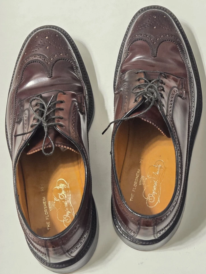 VTG Florsheim Imperial 93605 Wingtip Brogues– Burgundy–11C USA/ FG –High Quality - Image 3 of 4