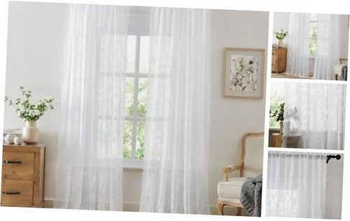 White Lace Curtains 84 Inches Long Victorian Floral Sheer Curtains for Living