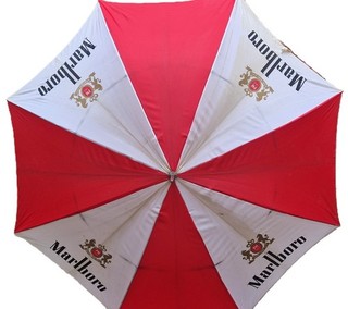 Regenschirm Schirm MARLBORO rot / weiß Logos Holzgriff Ø 107 cm