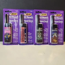BIC EZ Reach Lighters 4-Pack – Snoop Dogg Collab, Sealed, Assorted Designs