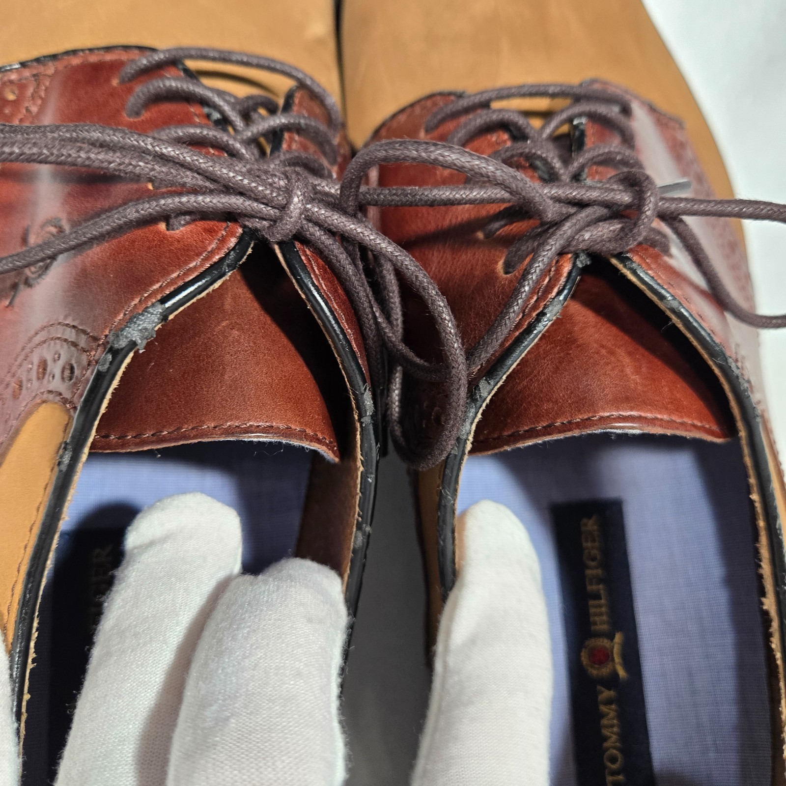 RARE Vintage 1985 TOMMY HILFIGUER Old Stock Brown Leather Oxford Shoes Men's 12M