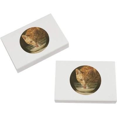 2 Radiergummis/Gummis ''Vintage Tabby Cat Drinking Milk'' 45 mm (ER00056170)