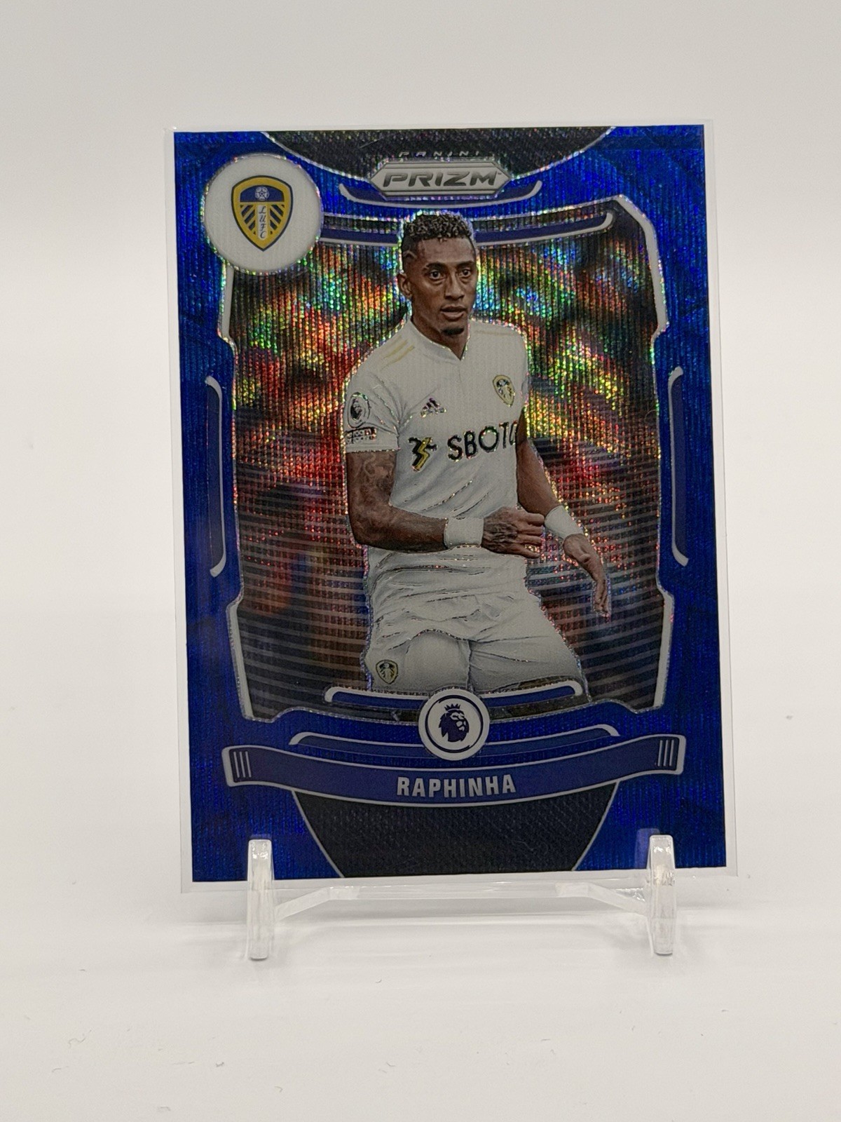 2021-22 Panini PRIZM Premier League Raphinha Blue Wave #220 Leeds