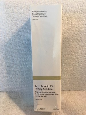 Glycolic Acid 7% Toning Solution. 100 ml 3.38 fl oz - Sealed,  Exp: 04/2027