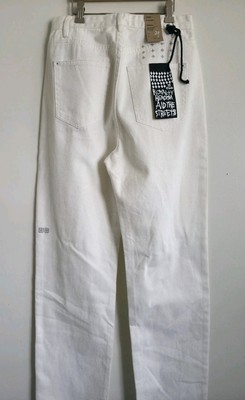 KSUBI Jeans Women Size 28 White Playback Ripped Straight Leg Cotton Denim