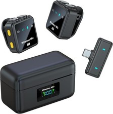 Wireless Microphone Lavalier iPhone Android USB C Lapel Mic 40H Charging Case