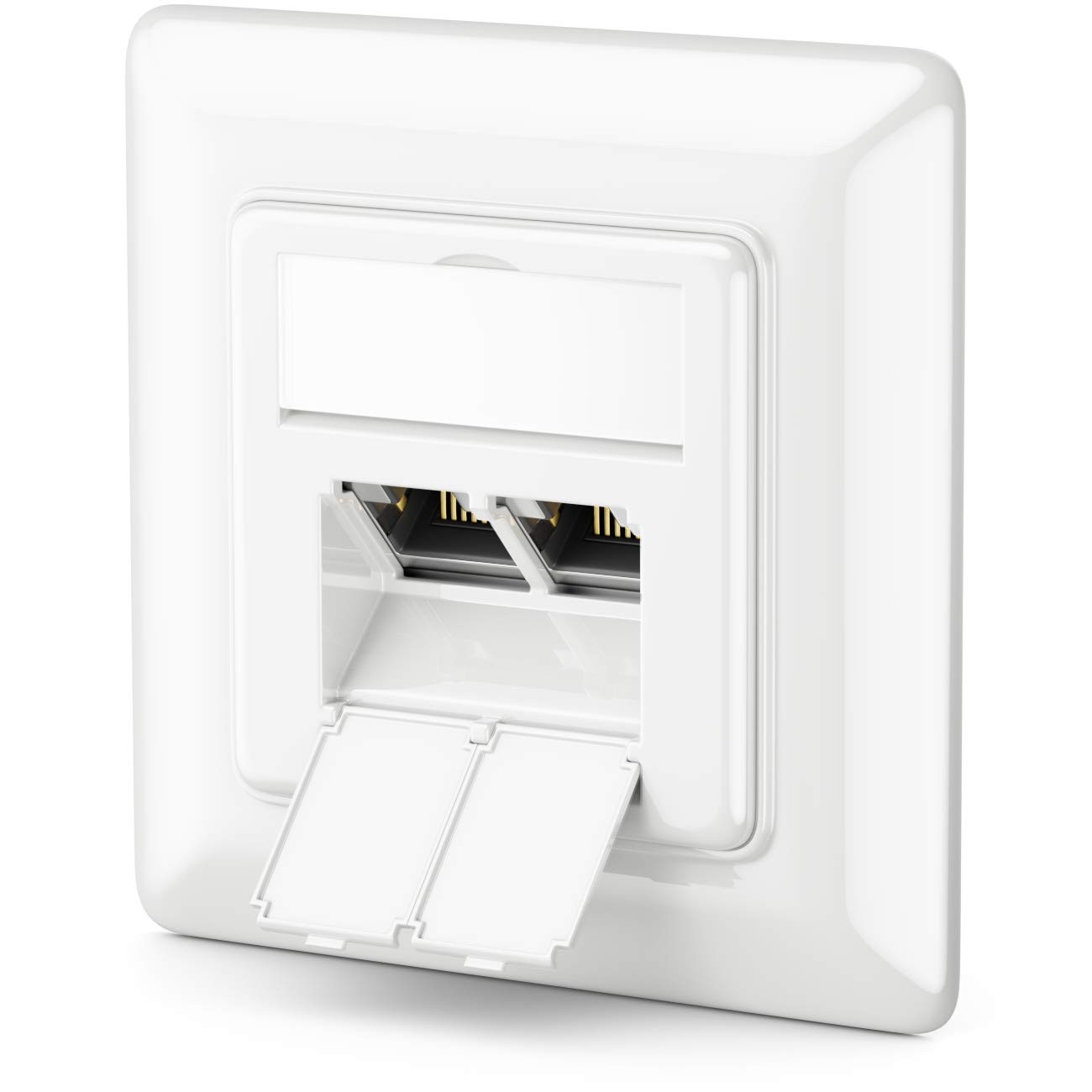 Prise réseau double RJ45 femelle CAT6a blindé encastré Ethernet 10G blanc