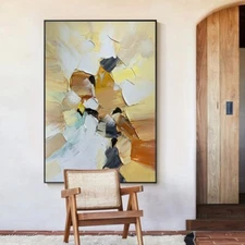 Warm Color Blocks Oil Painting Abstract Handmade Canvas Decorative Mural Unframe