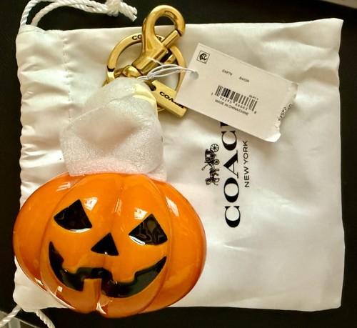 COACH 2024 Halloween Large PUMPKIN Bag Charm Keychain NWT *USA ONLY* - Picture 8 of 9