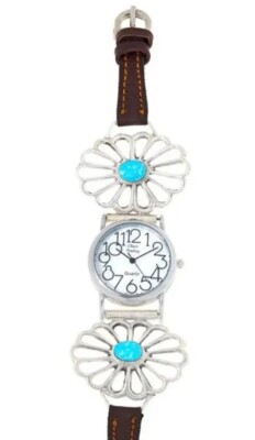 Chaco Canyon Turquoise Leather Strap Watch-Brown-NWT-Orig. $247.00