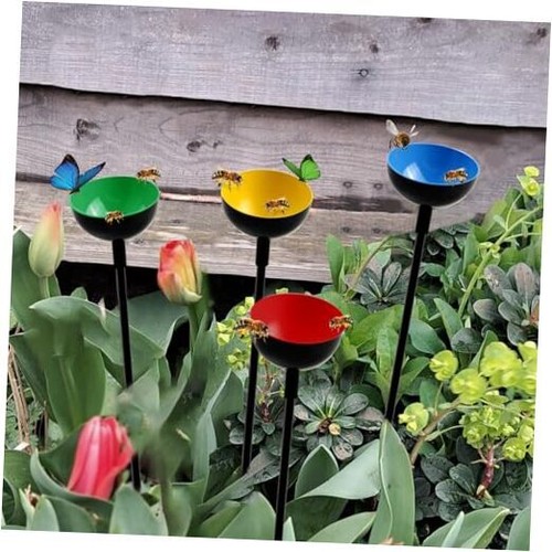 4 Pack Bee Cups For Garden, Bee Waterer And Butterfly Water 4 Pack(r,g,b,y)