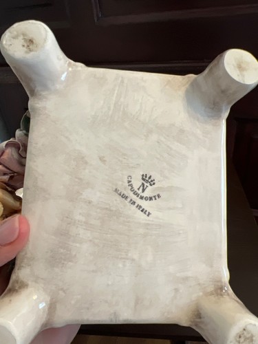 Vintage Italy Capodimonte Rose Phonograph Ceramic Trinket Box w/Original Tag. - Picture 6 of 6