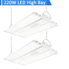 2FT 220W LED Linear High Bay Light 30800LM 5000K 0-10v Dim Warehouse Light 2PACK