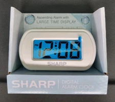 NEW IN BOX! Digital Alarm Clock by SHARP, Large Display, White, Battery Operated